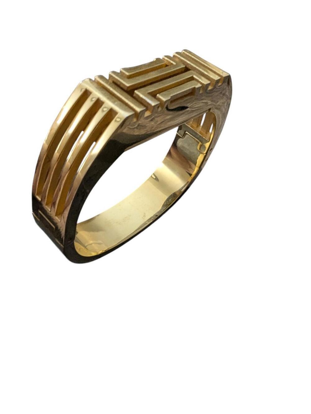 TORY BURCH BANGLE BRACELET GEOMETRIC GOLD TONE FIT BIT ART DECO